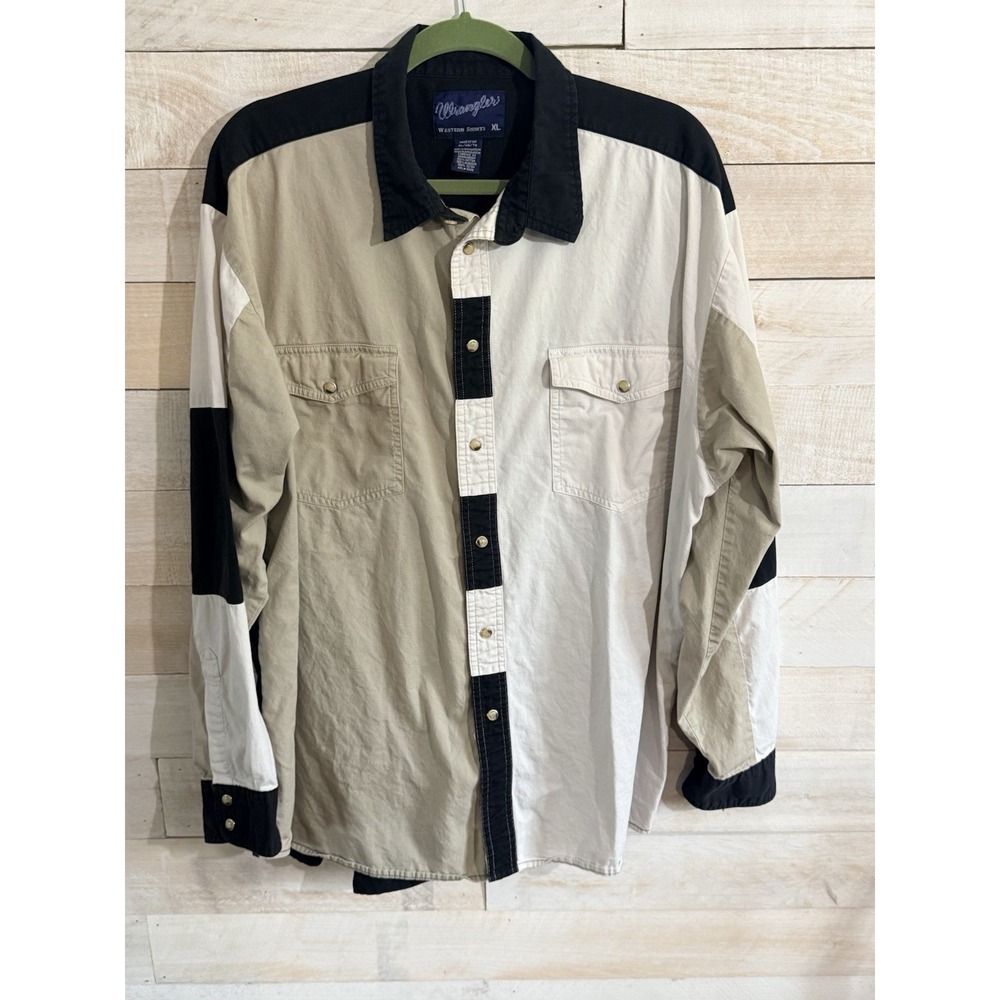 Vintage Wrangler Western Shirt Mens XL Color Block pearl Snap MH2121M